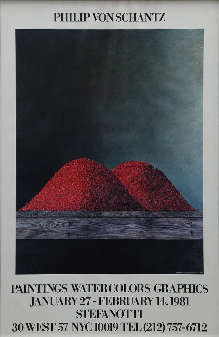 PHILIP VON SCHANTZ. efter, utställningsaffisch, Paintings Watercolors Graphics, Stefanotti, New York, 1981. — Engravings & Prints — Auktionsmagasinet Vänersborg