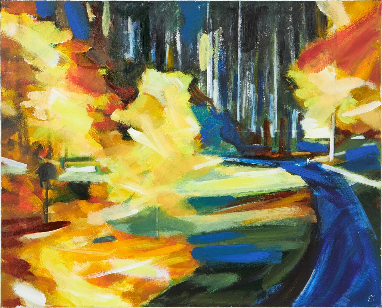 ANITA FRÖDING. "Dikt om Sagavägen", olja på duk, signerad. — Paintings — Stockholms Auktionsverk Magasin 5