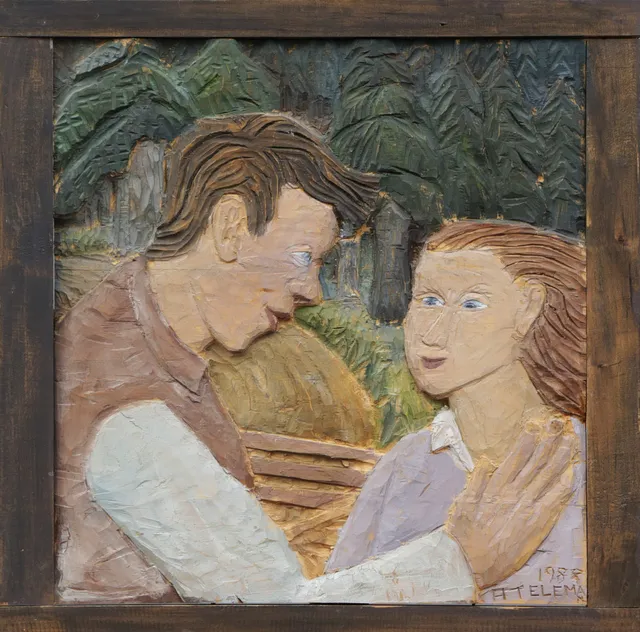 HELMER TELEMAN. VÄGGRELIEF, trä, signerad. 1988.