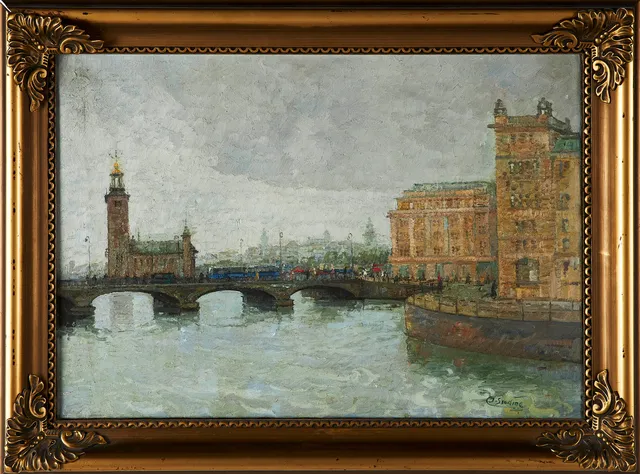 JENS SINDING CHRISTENSEN. Stockholmsmotiv, olja på duk, signerad.