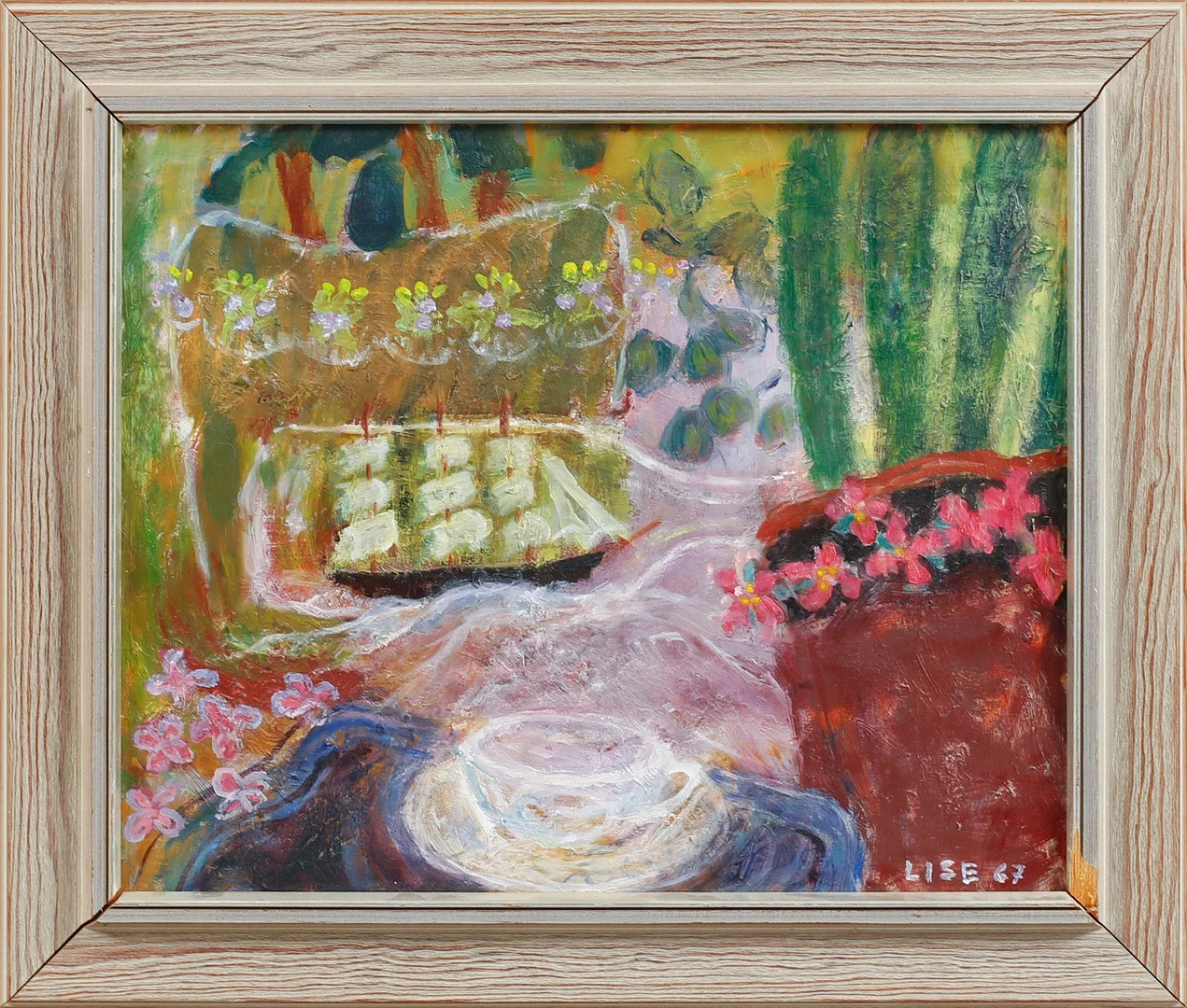 LISE DROUGGE. Stilleben, olja på pannå, signerad och daterad 67. — Paintings — Göteborgs Auktionsverk