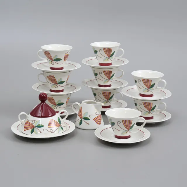 INKERI LEIVO. Kaffeservis, "Harlekin Carneval", Arabia Finland, 21 delar.