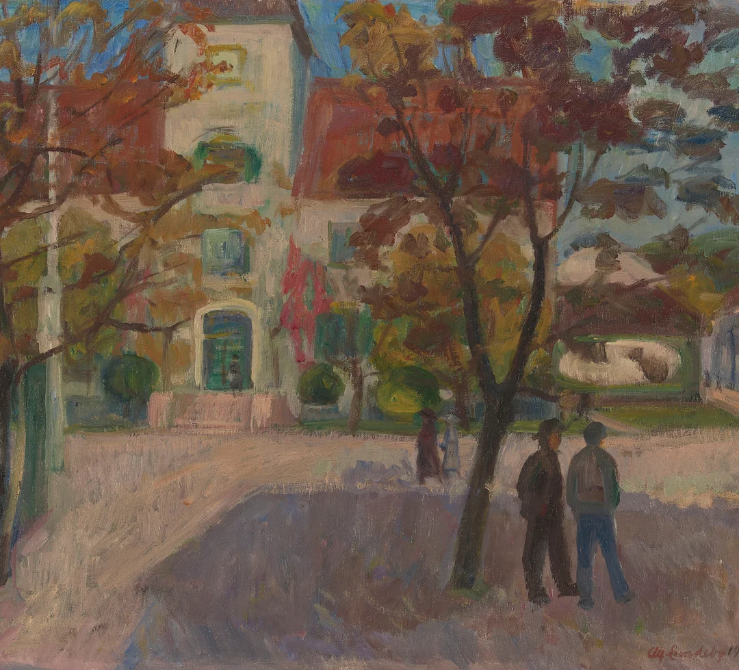 Lundeby, Alf — "Fra Stortorvet, Lillehammer" 1922 — Kunst/Maleri — Blomqvist