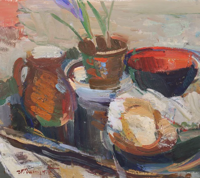 HANS ROSENQUIST (1913-2012). olja på pannå, stilleben.