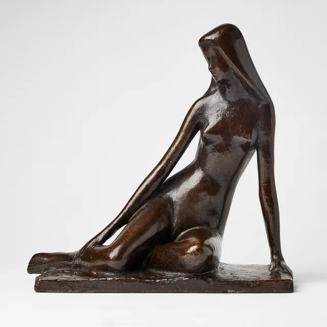 GUNNAR NILSSON (1904-1995). Sittande ung flicka.