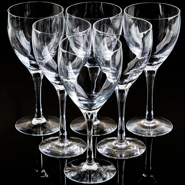 BERTIL VALLIEN. Vitvinsglas, 6 stycken, "Chateau", Kosta Boda.