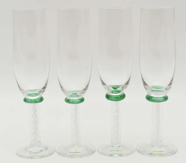 ANN WÅHLSTRÖM. Champagneglas, 4 st, Kosta Boda.