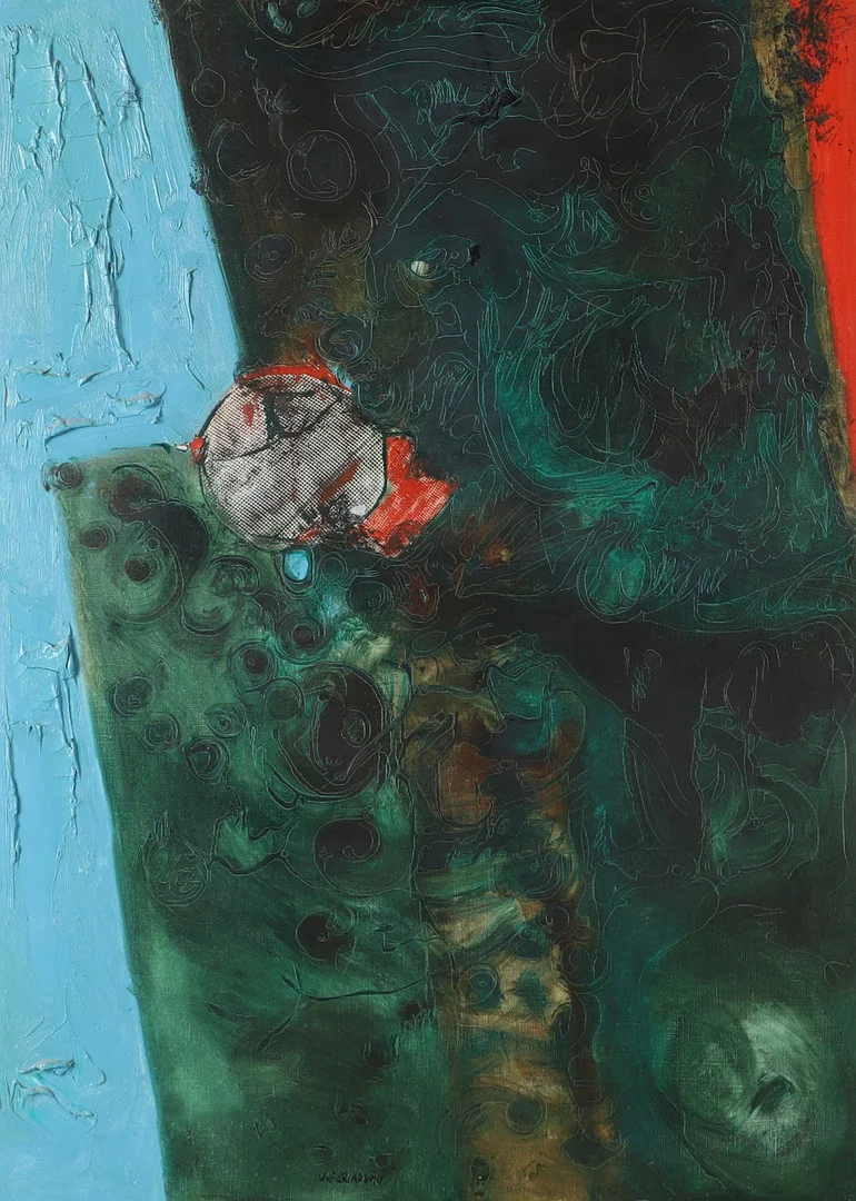ULF ERIKSSON. Komposition, olja på duk, signerad. — Paintings — Helsingborgs Auktionskammare