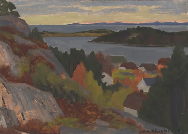 Michelet, Johan Fredrik — Oslofjorden sett fra Larkollen, 1942