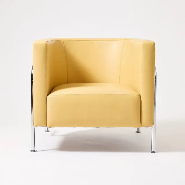 GUNNAR ASPLUND (1885-1940). Fåtölj "GA-2", Källemo, benställning i förkromat stål, klädd i beige skinn, 1900-talets andra hälft.