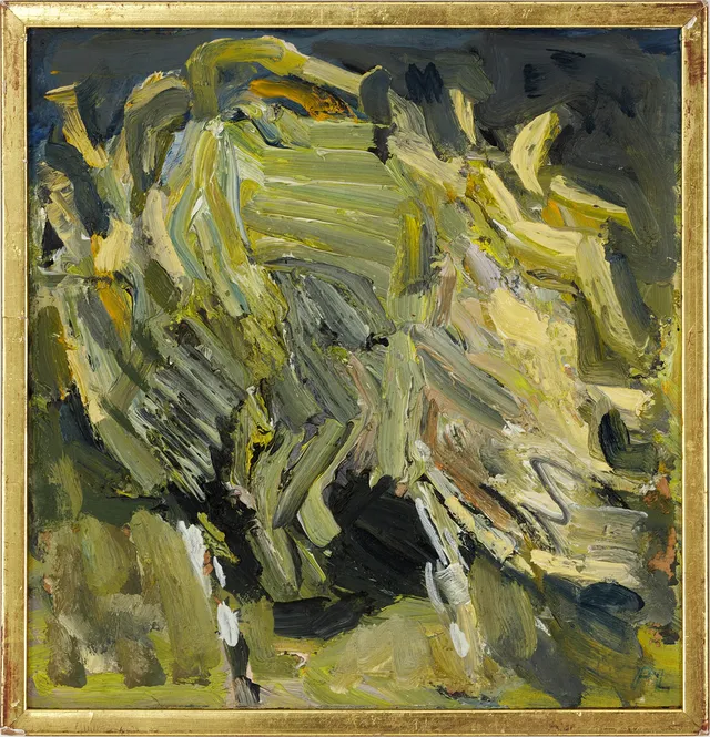 PER LINDEKRANTZ (1913-1994). Abstrakt komposition i grönt, monogramsignerad PL, olja på pannå.