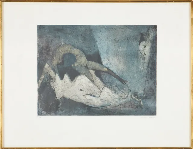 DOROTHEA TANNING. "Nu Bleuté", etsning och akvatint.