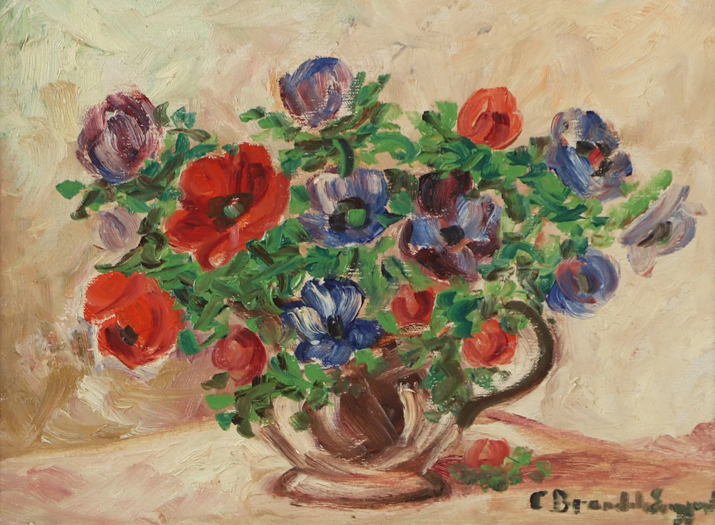 CARIN BRANDELS ENGQVIST. Blomsterstilleben, olja på duk, signerad C. Brandels Engqvist. — Paintings — Helsingborgs Auktionskammare
