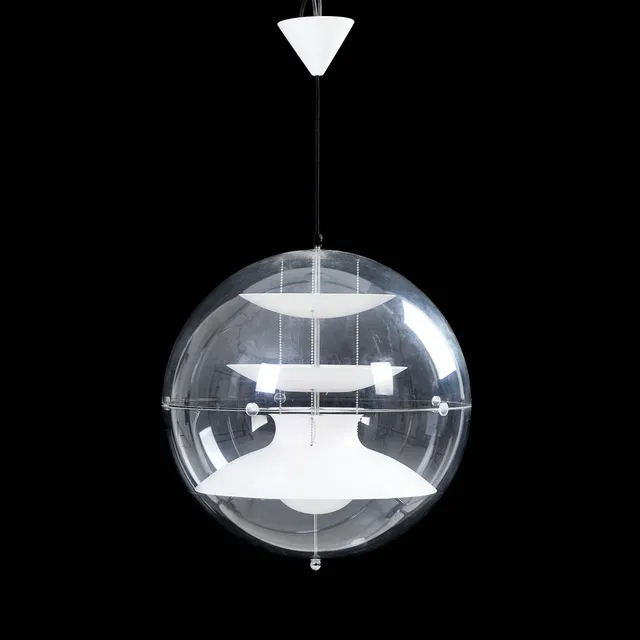 VERNER PANTON, "VP-Globe", taklampa, klotformad i plexiglas, etikettmärkt Louis Poulsen.