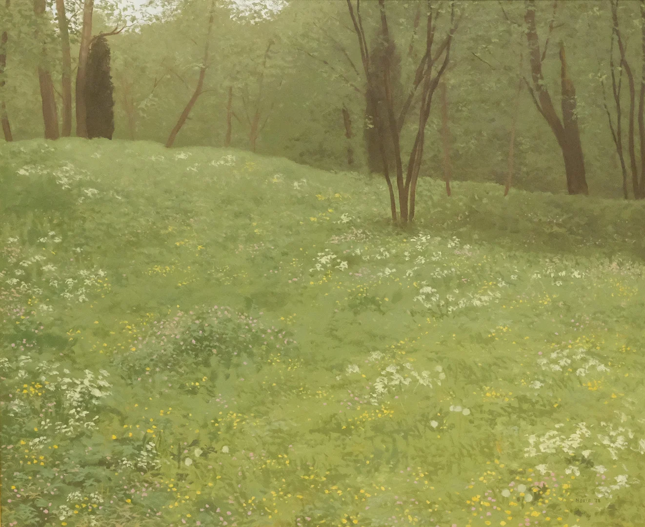 MATS NÖRLE. "EN REGNDISIG SOMMARDAG", OLJA PÅ PANNÅ. — Paintings — Björnssons Auktionskammare