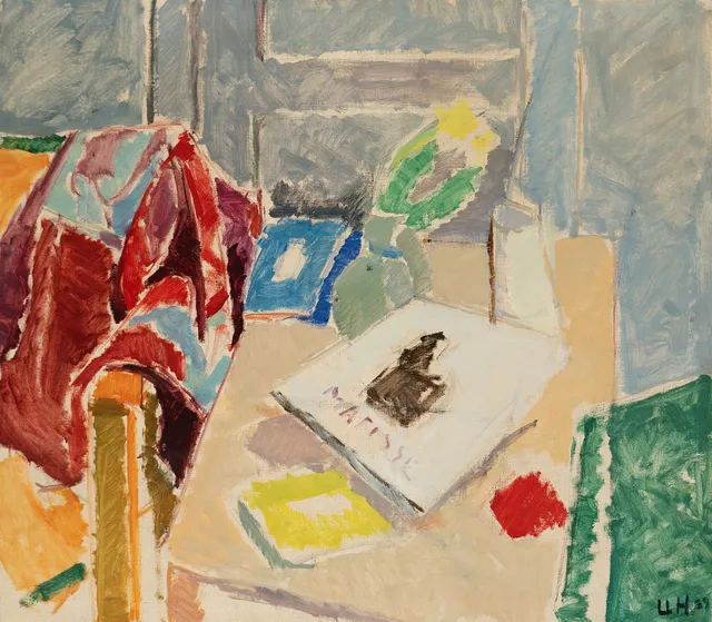 UBEKENDT KUNSTNER. Interiør / stilleben, olie på lærred, signeret og dateret 1959.