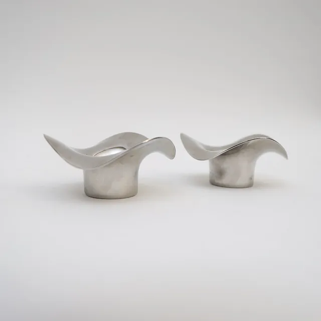 CONSTANTIN WORTMANN. Ljuslyktor, 1par, "Cobra", rostfritt stål, Georg Jensen, Danmark.