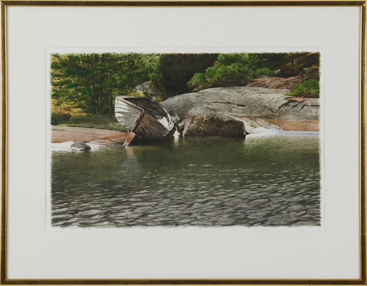 STANISLAW ZOLADZ (FÖDD 1952). Eka vid strand, signerad Stanislav Zoldadz 1996, 157/290, färglitografi. — Engravings & Prints — Stockholms Auktionsverk Magasin 5