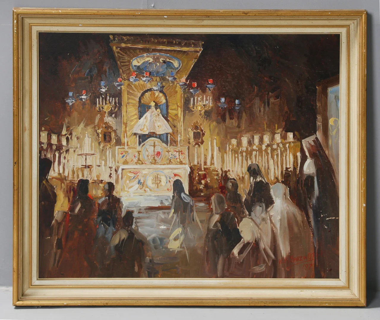 WILLIAM H HARRINGTON (20TH CENTURY) CATHEDRAL INTERIOR. — Paintings — Bishop & Miller