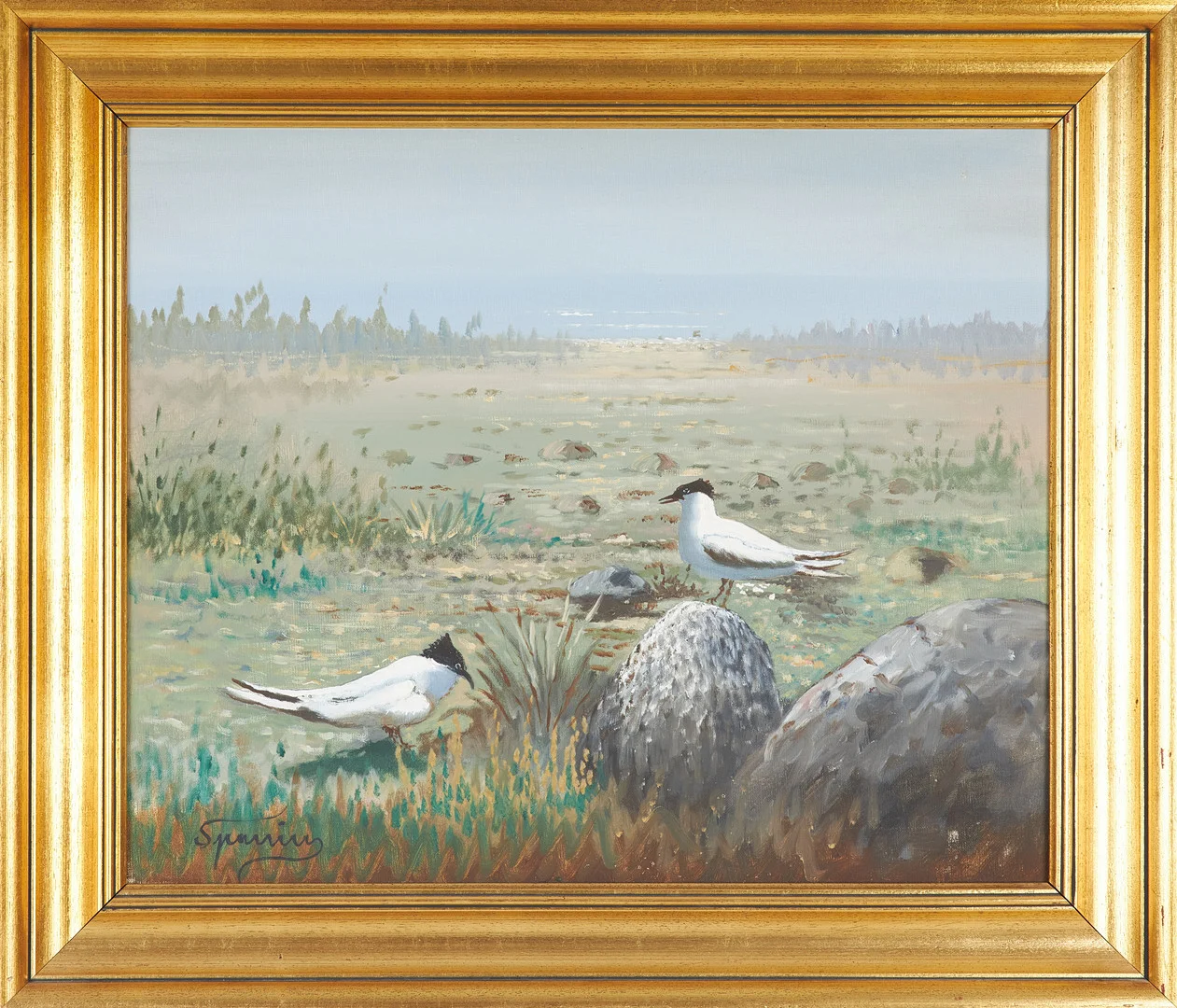 BENGT SPARRING. "Kentska tärnor", olja på duk, signerad Sparring. — Paintings — Stockholms Auktionsverk Sickla