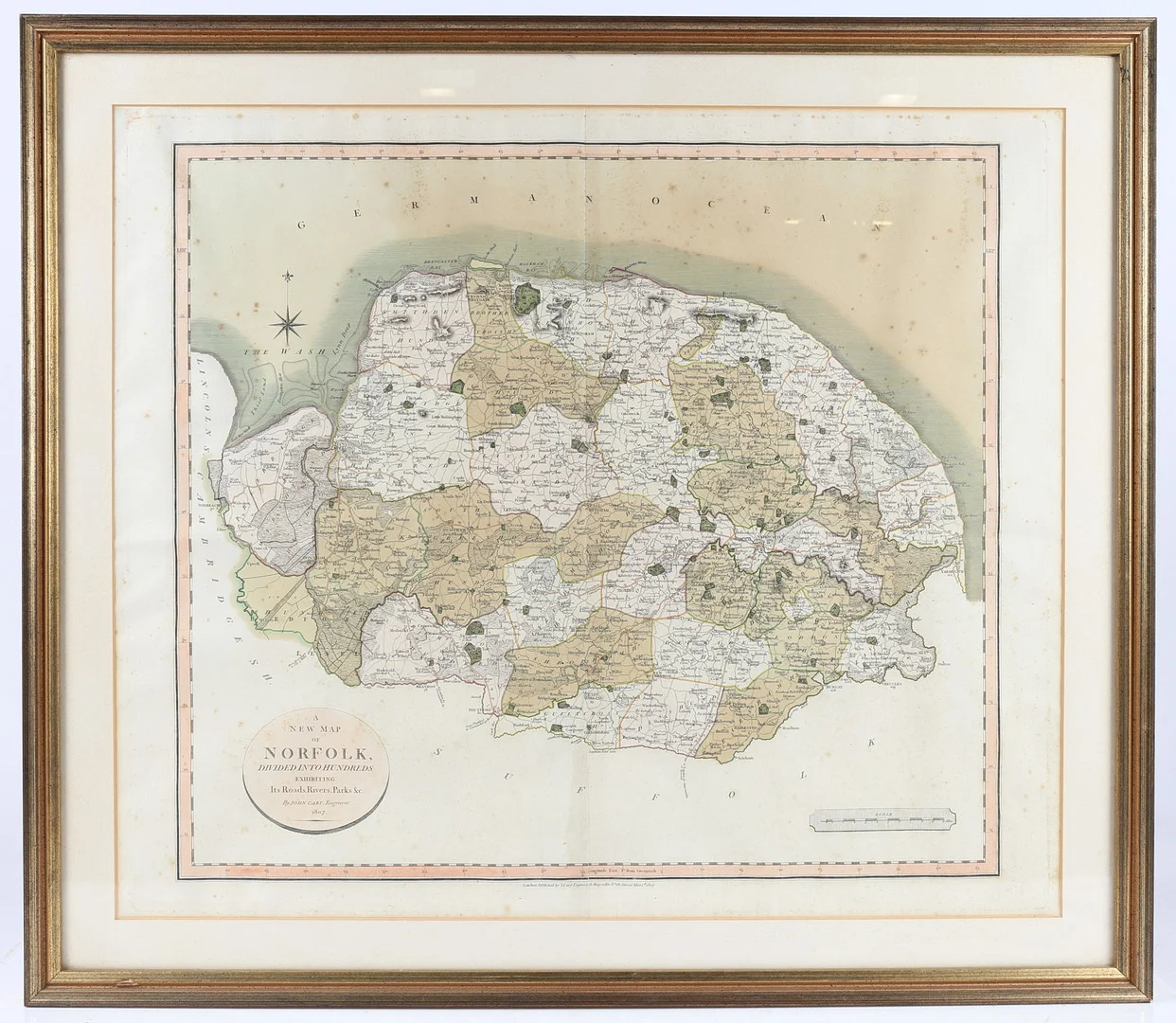 JOHN CARY: A NEW MAP OF NORFOLK DIVIDED INTO HUNDREDS, 1807. — Maps — Bishop & Miller