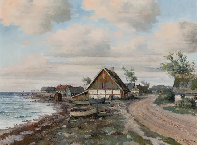CARL MÅNSSON (1892-1976). "Kustmotiv". Olja på duk, signerad Carl Månsson.