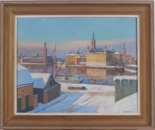 GUNNAR ZETTERSTRÖM (1902-1965): Stockholmsmotiv, olja på pannå, signerad G Zetterström.