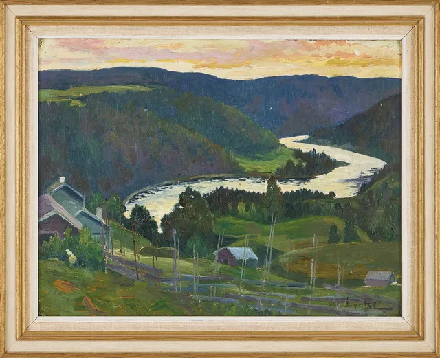 OSCAR LYCKE. landskapsmotiv, olja på pannå, signerad.