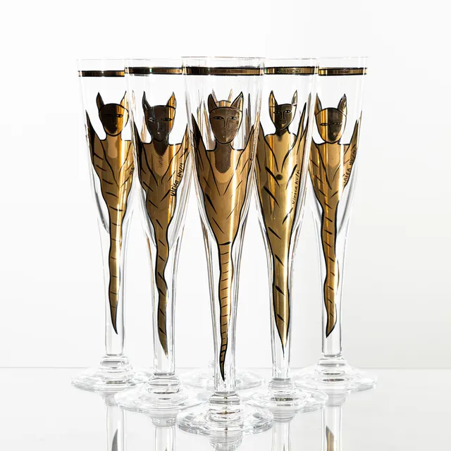ULRICA HYDMAN-VALLIEN. Champagneglas, 6 st, "Goldie", Kosta Boda.
