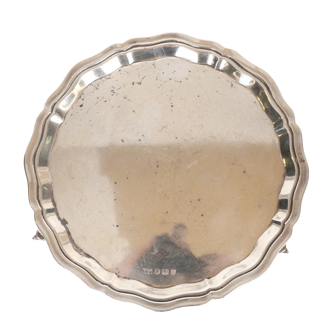 AN ELIZABETH II SILVER CARD TRAY. — Silver — Bishop & Miller