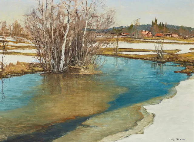 NILS OLZON (SVERIGE, 1891–1953). Töande landskap, signerad, olja på pannå.