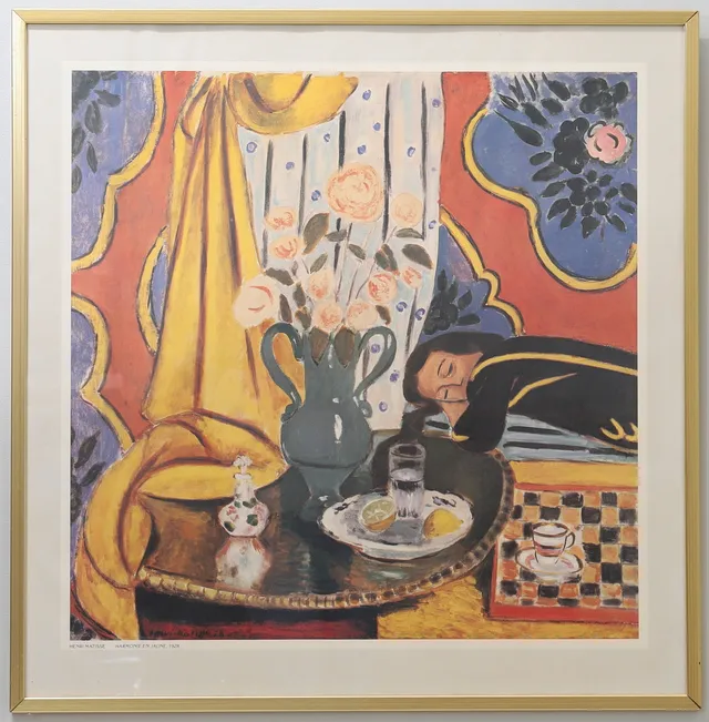 HENRI MATISSE. EFTER. "Harmonie en jaune", offsettryck, signerad och daterad -28 i trycket.