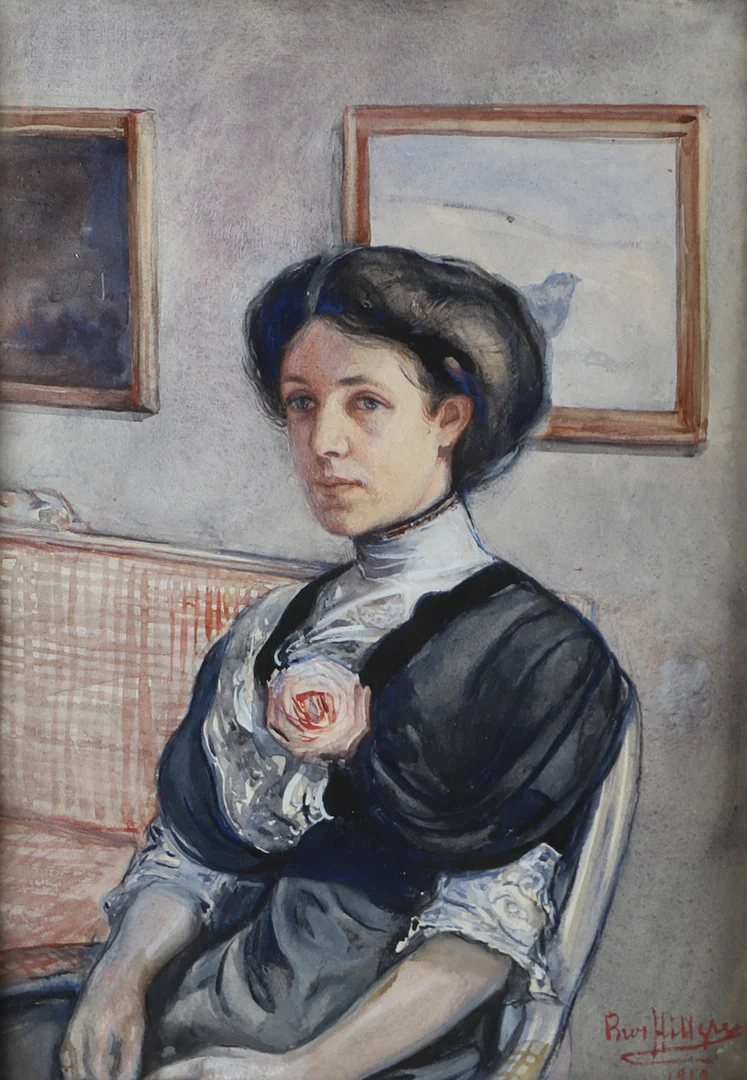 BROR HILLGREN. Porträtt, akvarell, signerad 1912. — Paintings — Helsingborgs Auktionskammare