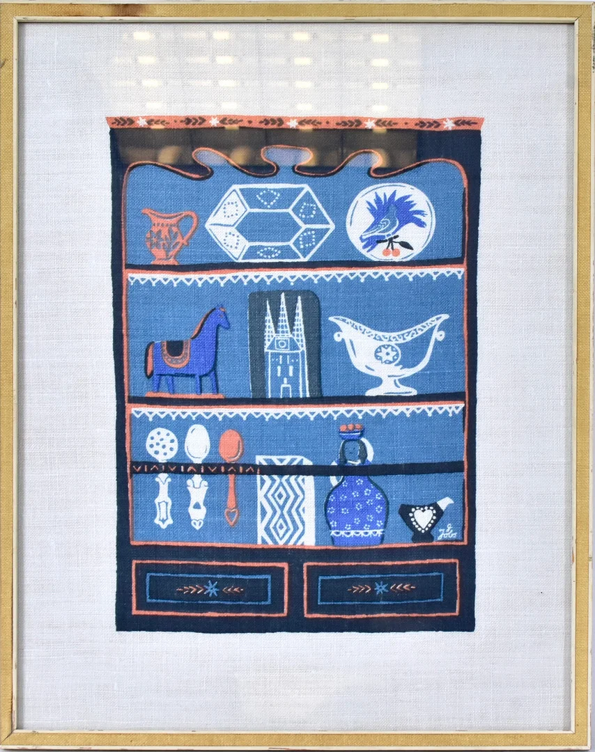 GOCKEN JOBS. Textiltryck, "Skåpet". — Textiles — Halmstads Auktionskammare