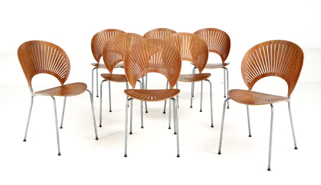 Nanna Ditzel. Trinidad. Eight stackable dining chairs, teak, model 3298 (8)