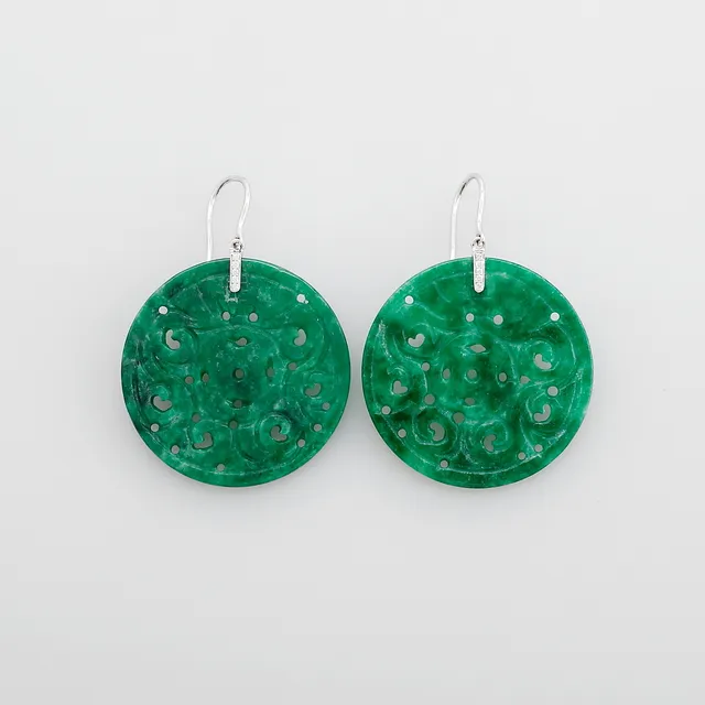 Jade and diamonds earrings.
