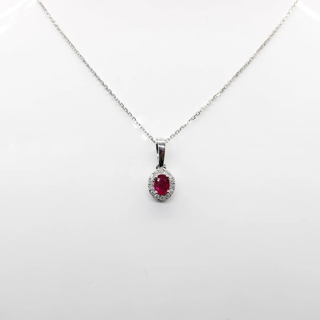 RUBY & DIAMOND PENDANT NECKLACE. — Necklace — Rumsey’s Auctioneers