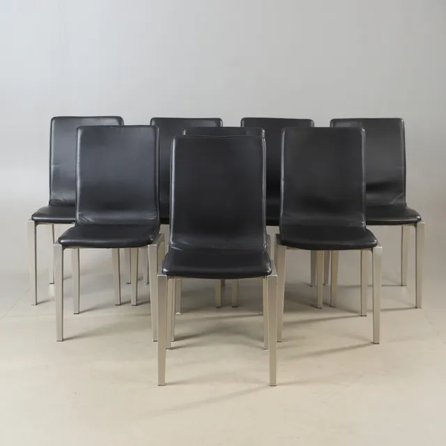 STOLAR, 8 stycken, "Curve", skinn, BoConcept, 2000-tal.