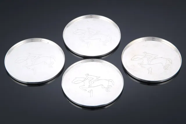 A. Michelsen. Fire Art deco glasbakker af sølv og sterlingsølv,  (4)