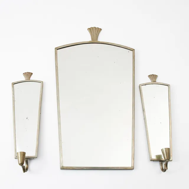 SPEGEL, LAMPETTER, 2 st., Swedish Grace, tenn, 1920/30-tal.