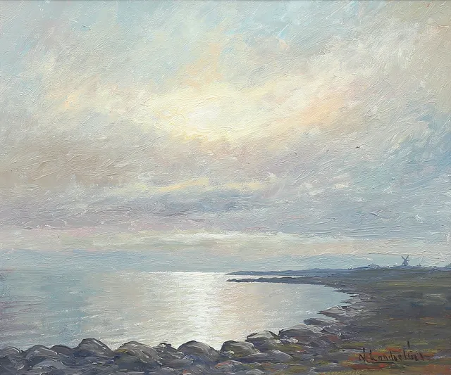 NILS LANDZELIUS. Kustmotiv. Olja på duk, signerad.