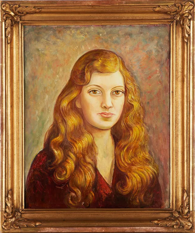 CARL RYD. Flicka med röd tröja, signerad och daterad C. Ryd 22/5 1927.
