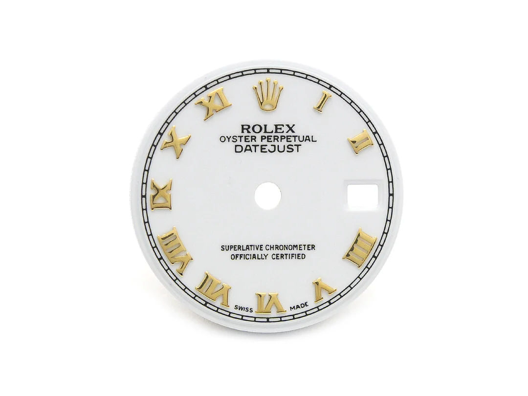 URTAVLA, till Rolex OP Datejust damur, vit/rom, skadad (5/10), passar till Ref nr. 179163. — Klocktillbehör/Rolex — Kaplans