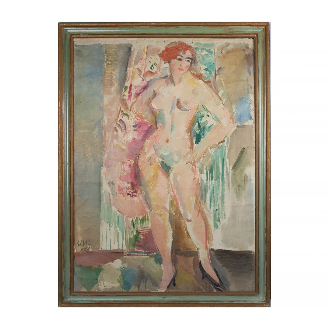 JULES SCHYL. Modell, olja på duk, signerad Schyl XXV. — Paintings — Stockholms Auktionsverk Göteborg