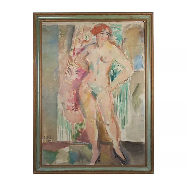 JULES SCHYL. Modell, olja på duk, signerad Schyl XXV.