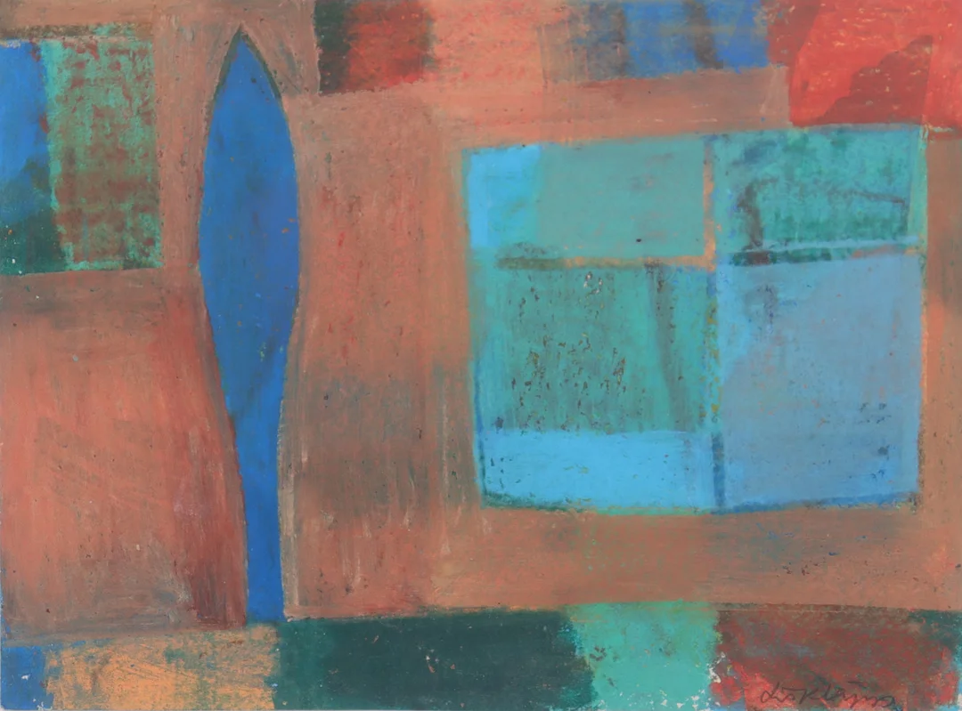 LIS KLÄPP. pastell / blandteknik, "Blått träd i rött landskap". — Paintings — Markus Auktioner