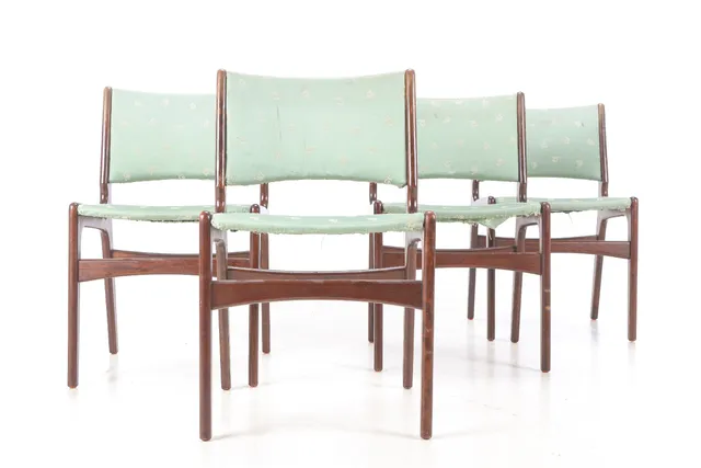 Erik Buch. Fire dining chairs model 89, teak (4)
