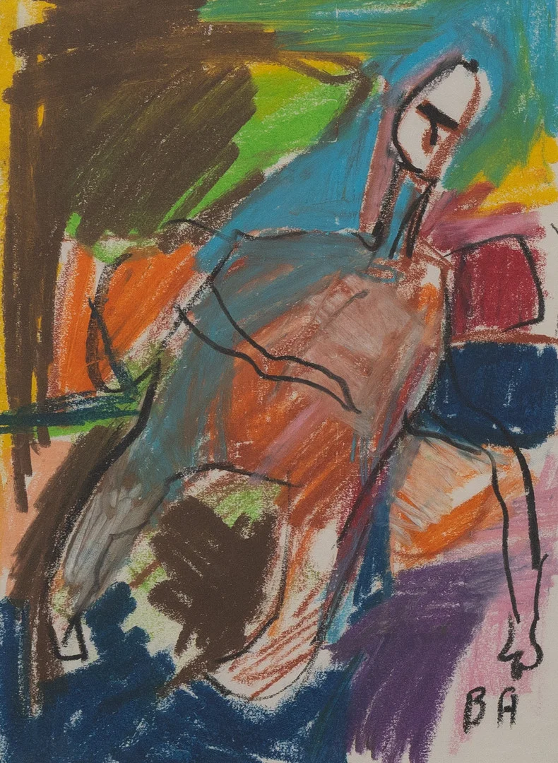 BERTIL ANDERSSON. Figurkomposition, pastell, signerad BA. — Paintings — Garpenhus Auktioner