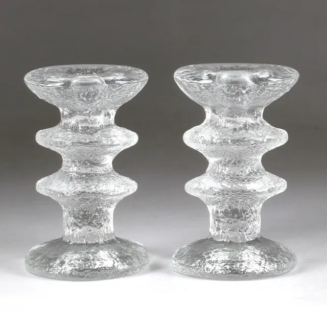 TIMO SARPANEVA. Ljusstakar, 2 st, glas, "Festivo", iittala, Finland.