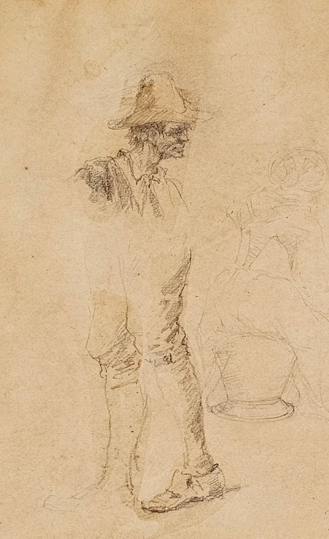 ESCUELA CATALANA. Caballero con sombrero. Lápiz sobre papel. — Drawings — Arce Auctions